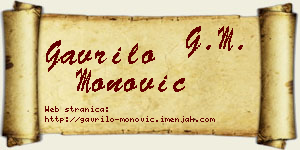 Gavrilo Monović vizit kartica